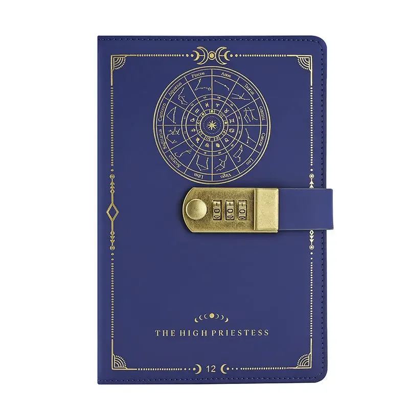 A5 Constellation Code Book Retro with Lock Diary Book Creative Thickened Hand Ledger Student Notebook Stationery Notepad