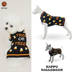 Halloween Trick or Treat Knitted Sweater Jacquard D-Ring Hole Design and Double Layered Collar