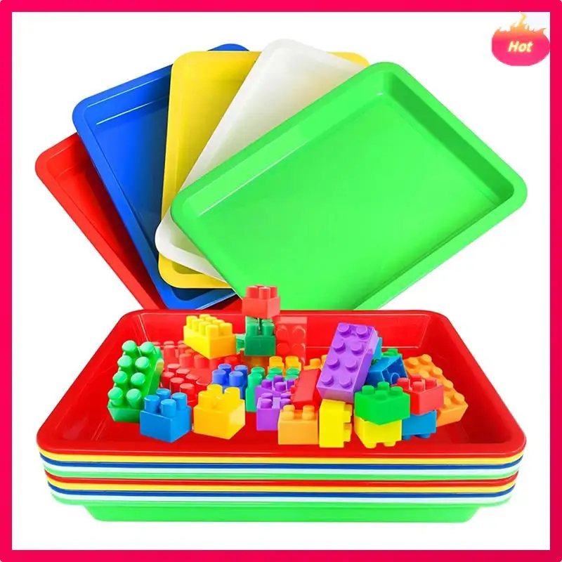 10 قطع من صواني الفن البلاستيكية متعددة الألوان، صينية بلاستيكية للنشاط، صينية تقديم للفن والحرف اليدوية، اللوحة، تنظيم العرض #3