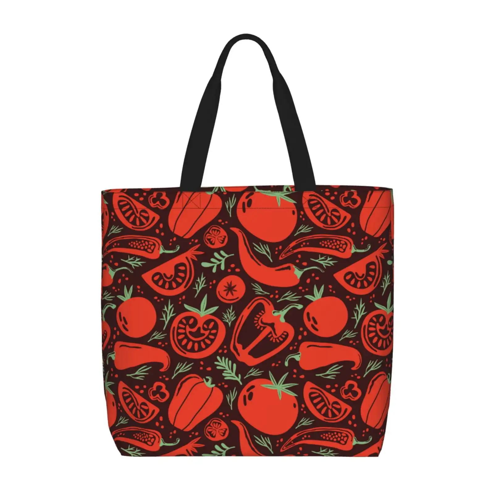 Tote Bag With Zipper - Cute Vegetable Tomato Large Capacity Canvas Tote Bag For Women, Tote Bags Bulk, Large-Capacity Shoulder