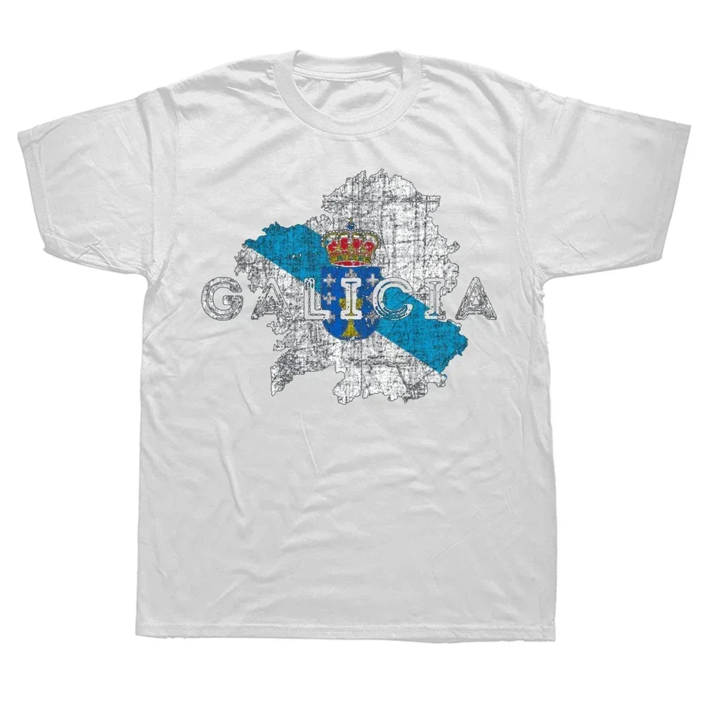 Summer Style T-shirt Mens Clothing Funny Galician Map and Flag Galicia T Shirts Graphic Streetwear Short Sleeve Birthday Gifts