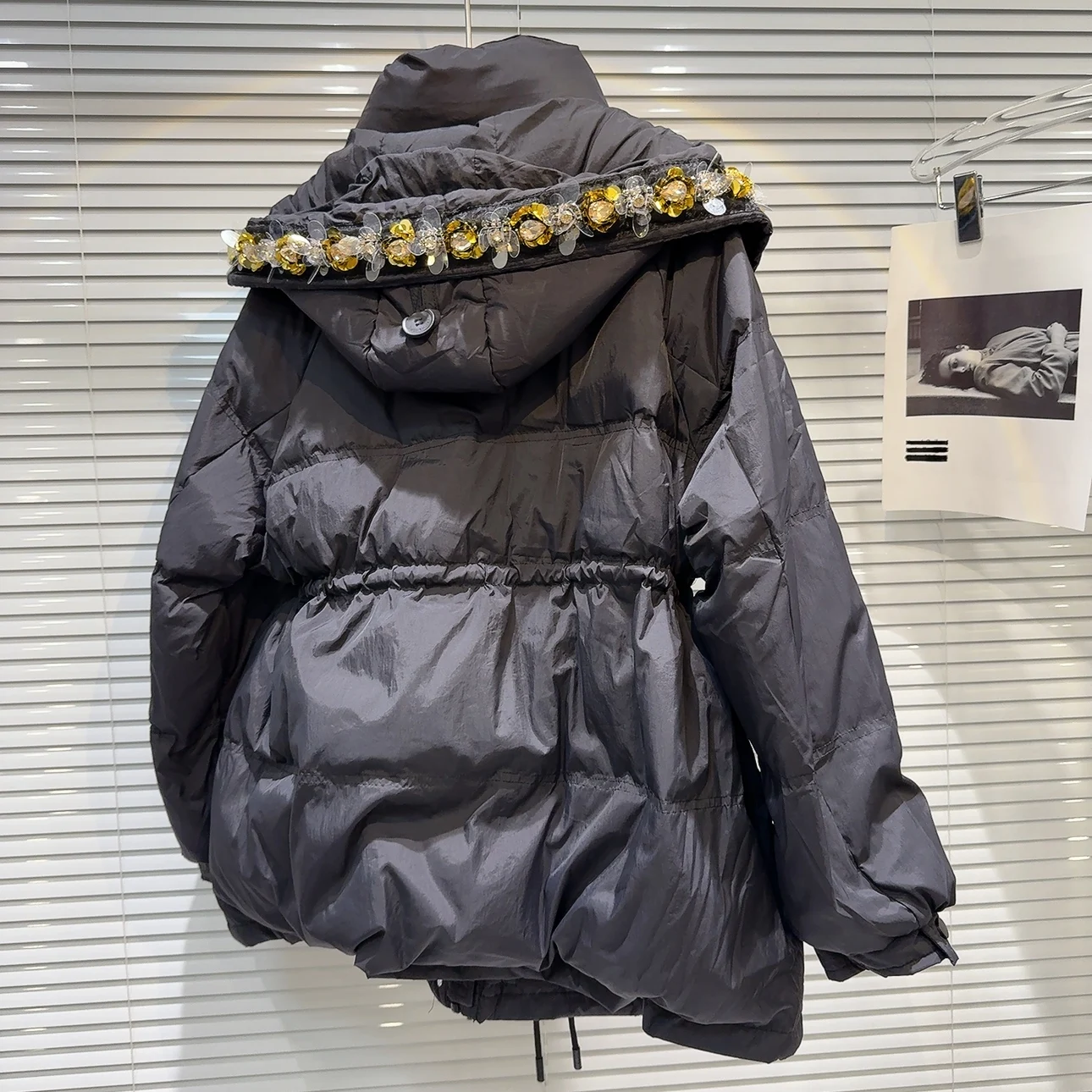 الشتاء مقنعين الترتر الدافئة أسفل سترة الإناث الرباط رشاقته باركر القطن أبلى المرأة الأبيض بطة أسفل جيب جاكيت زيبرا #3