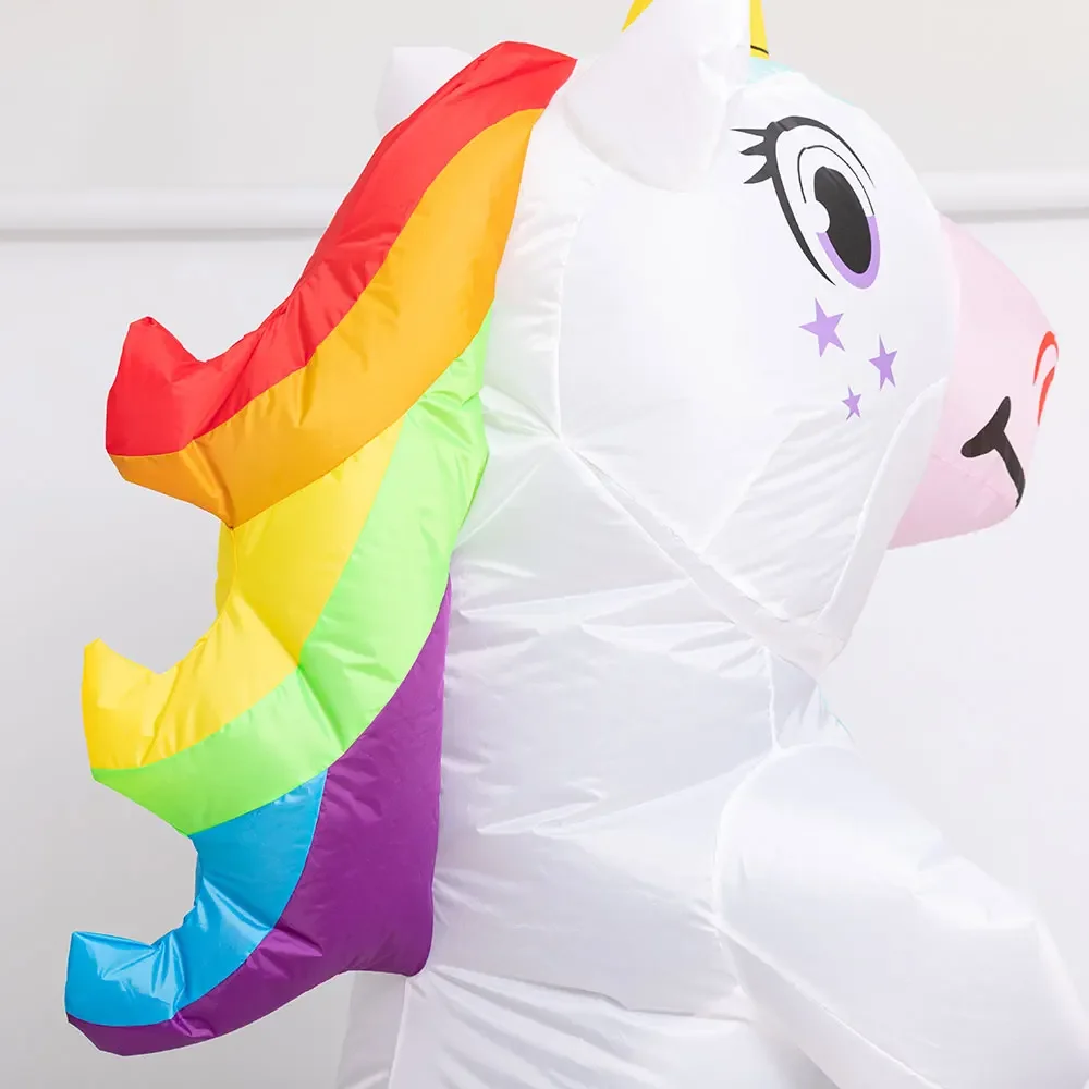 Disfraz de unicornio inflable para adultos y niños, disfraces de arcoíris para Halloween, para hombres y mujeres, para carnaval, mascota, Purim,