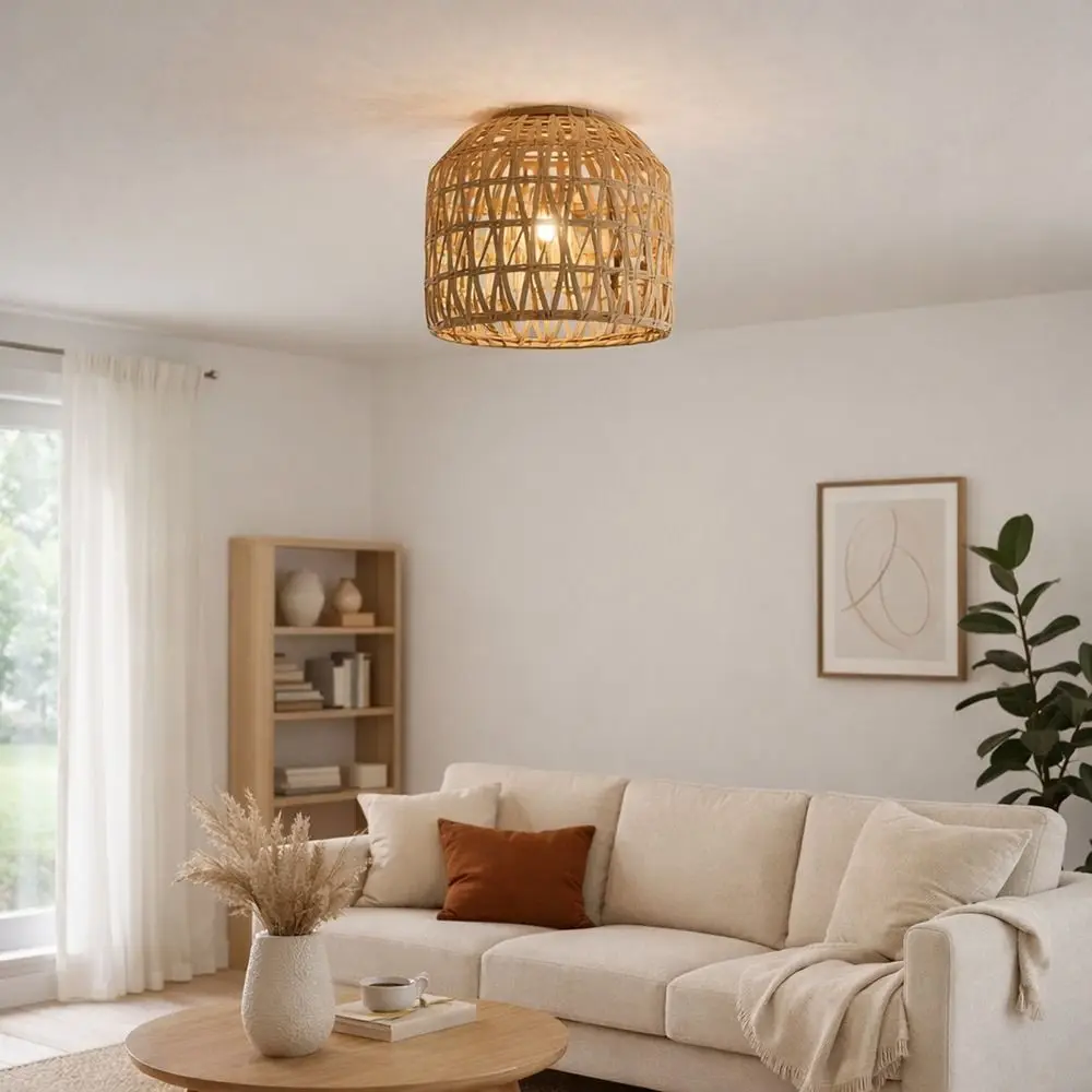 Fashion 13*15cm Pendant Lamp Shade Handwoven Home Decor Weave Lampshade Bohemian Style Rattan Lampshade