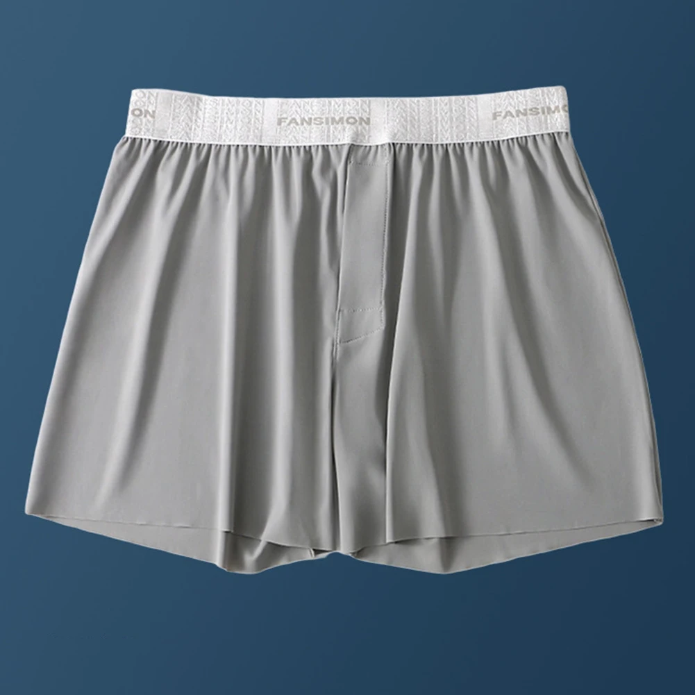 1pc pantaloncini da uomo in seta di ghiaccio delicati sulla pelle boxer tinta unita vita media mutandine elastiche lingerie uomo intimo casual