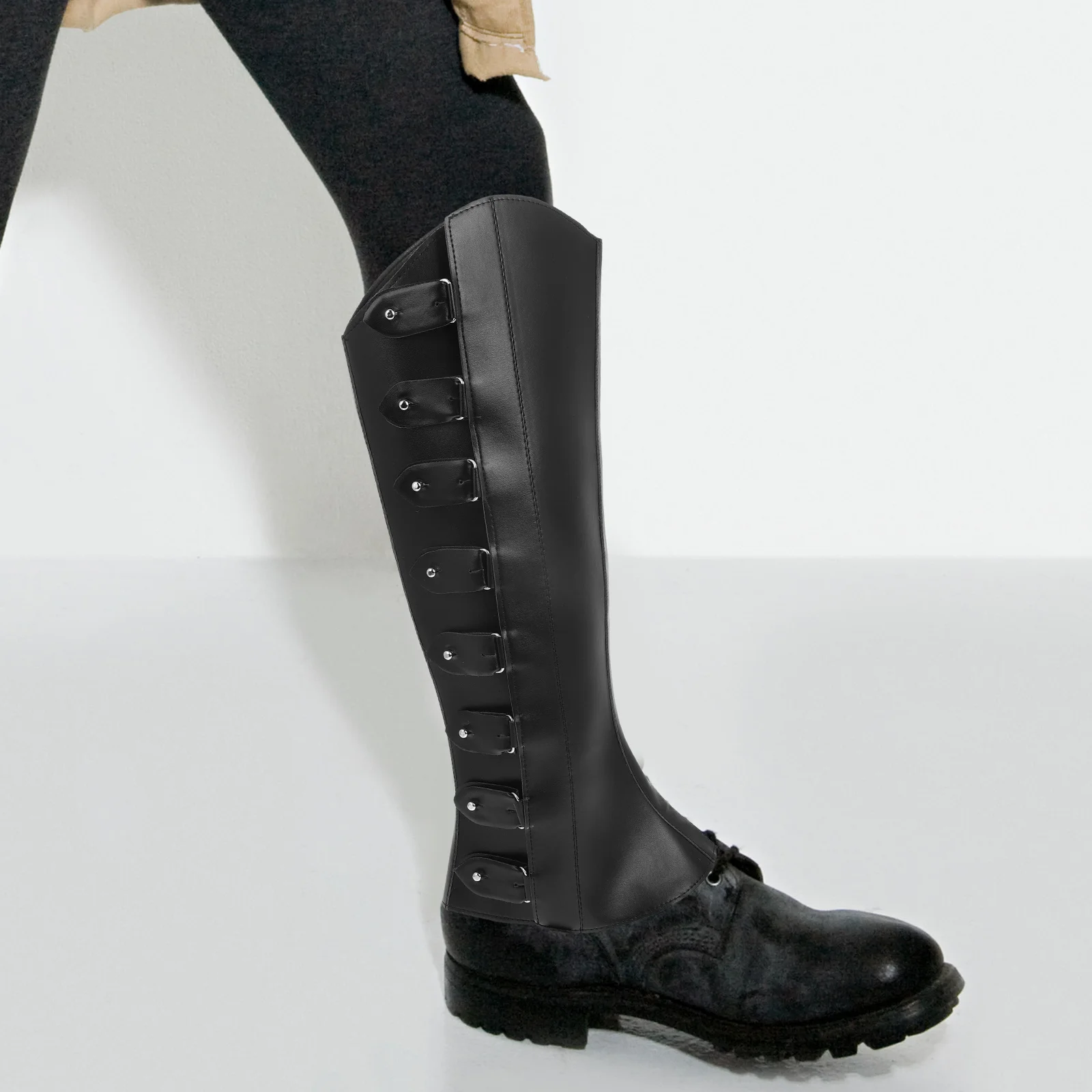 

1Pair Adjustable Medieval High Leg Boot Covers Renaissance Cosplay Footwear Historical Leg Gaiters Steampunk Pirate Costume