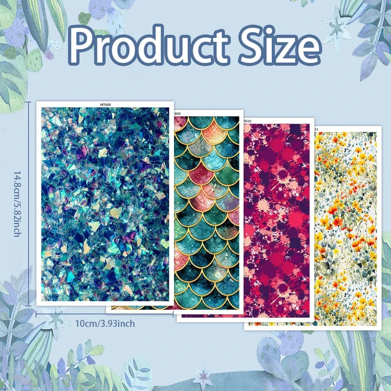 Fragment Scale Polymer Clay Transfer Paper Flower Inking Block Water Soluble Disposable Stickers for DIY Earring Jewelry Decal