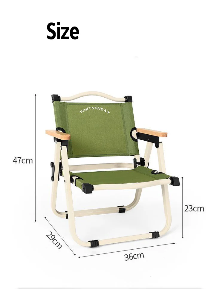 Portable Mini Camping Chair for Kids Outdoor Folding Fishing Beach Kermit Chair Solid beech wood handrail Carbon steel chair