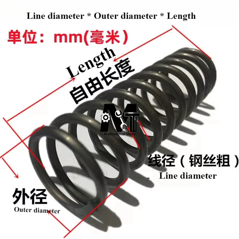 1-個のカスタム衝撃吸収ヘビーデューティ大型ビッグコイル圧縮スプリング、10mm-ワイヤー径-50-100mm-外径-100-200mm-長さ