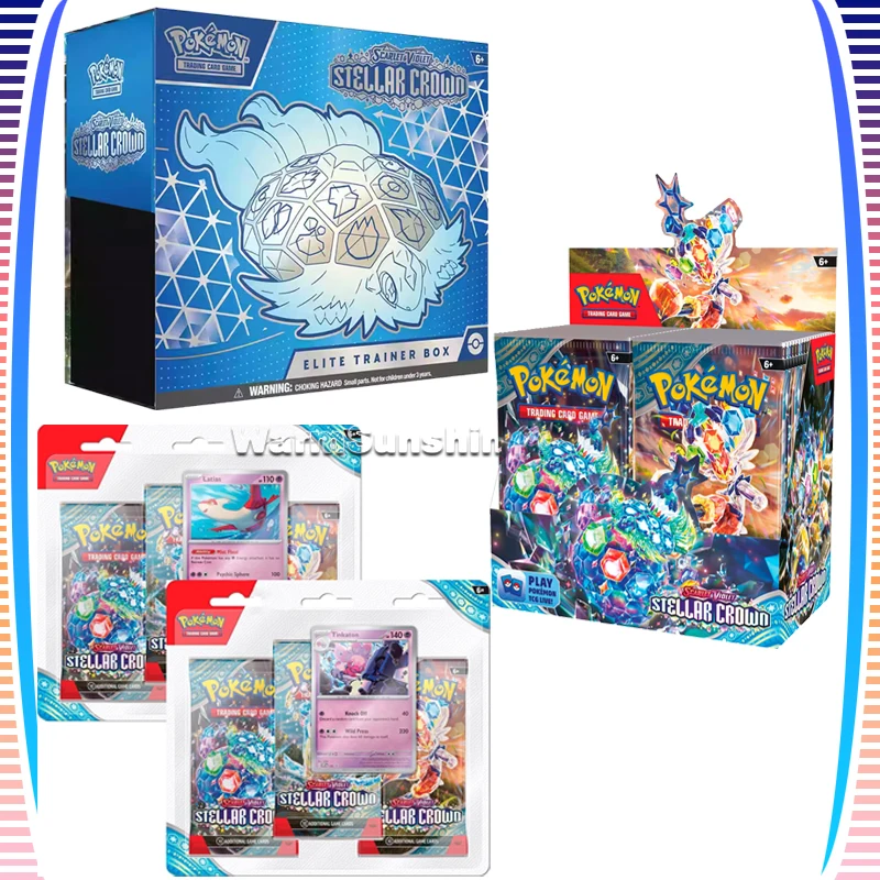 Original Pokemon Card US Versions English SV7 Stellar Crown Supplement Package ETB Anime Trading Collection Cards Children Gifts