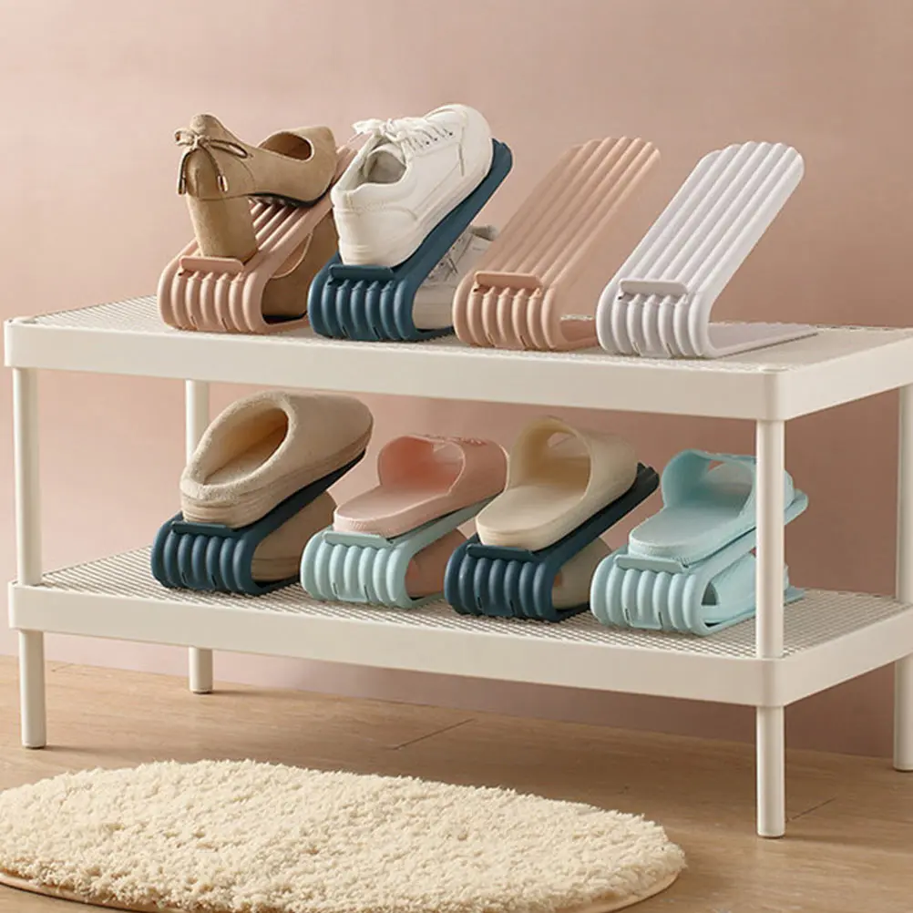 

4 Pcs Shoe Holder Storage Rack Racks Organizer Slots Stand Home Shoes Plastic Pp Display