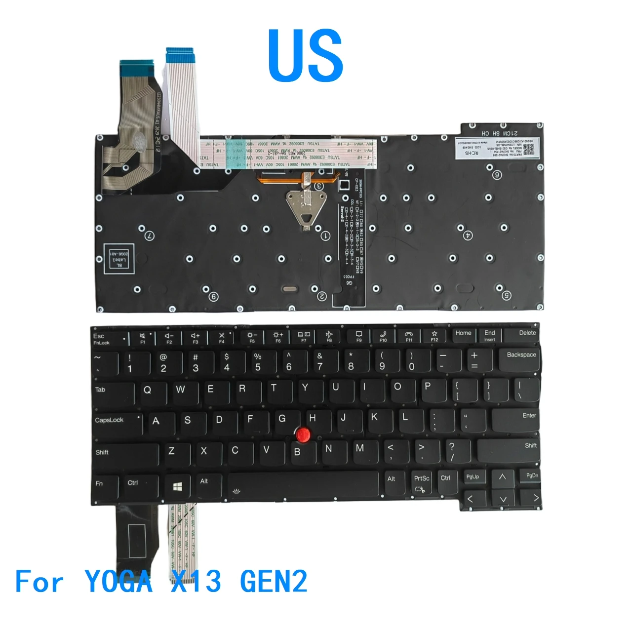 New US Language  Backlit Keyboard For Lenovo Thinkpad YOGA X13 GEN2 Notebook PC Replacement Keyboard