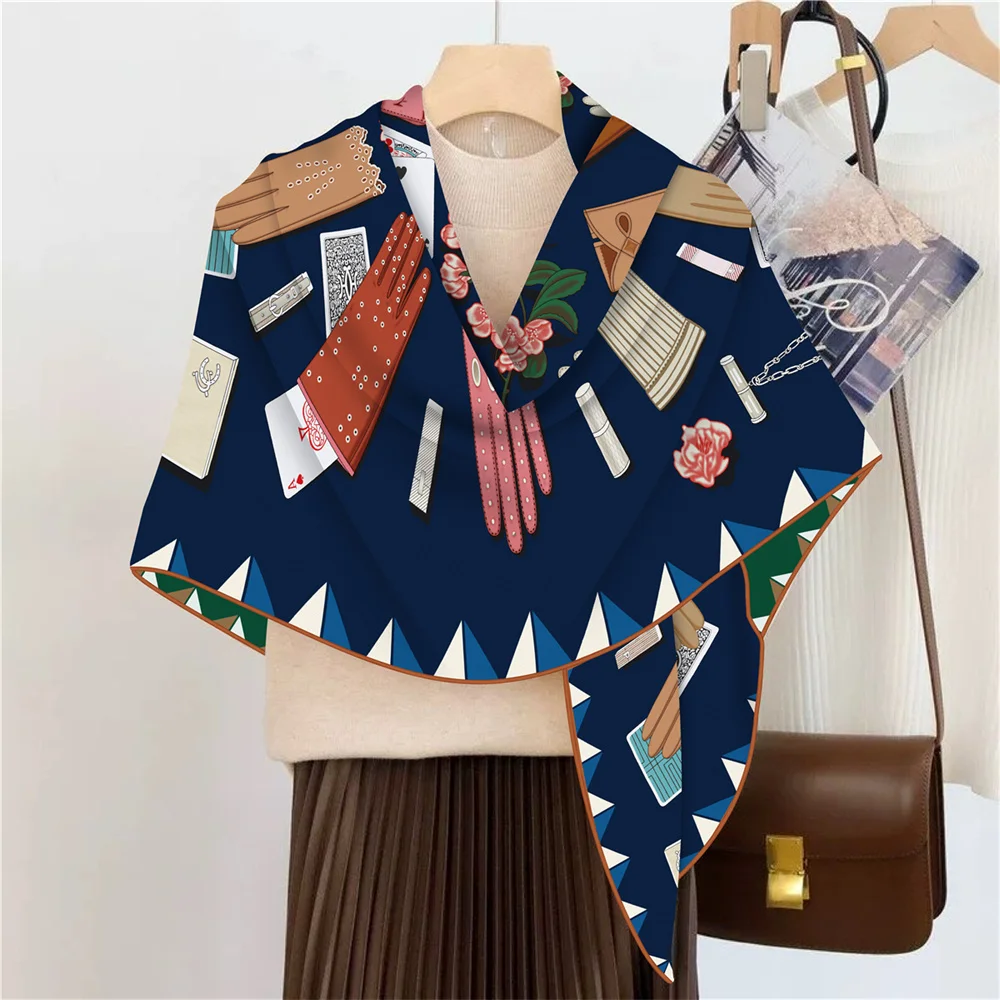 Handgerollter Schal aus 30 % Seide, 70 % Kaschmir, Damenmode, Doppeldruck, quadratische Schals, Wraps, Echarpes, Foulard, Femme, Hijab, 110 cm – Detail 14