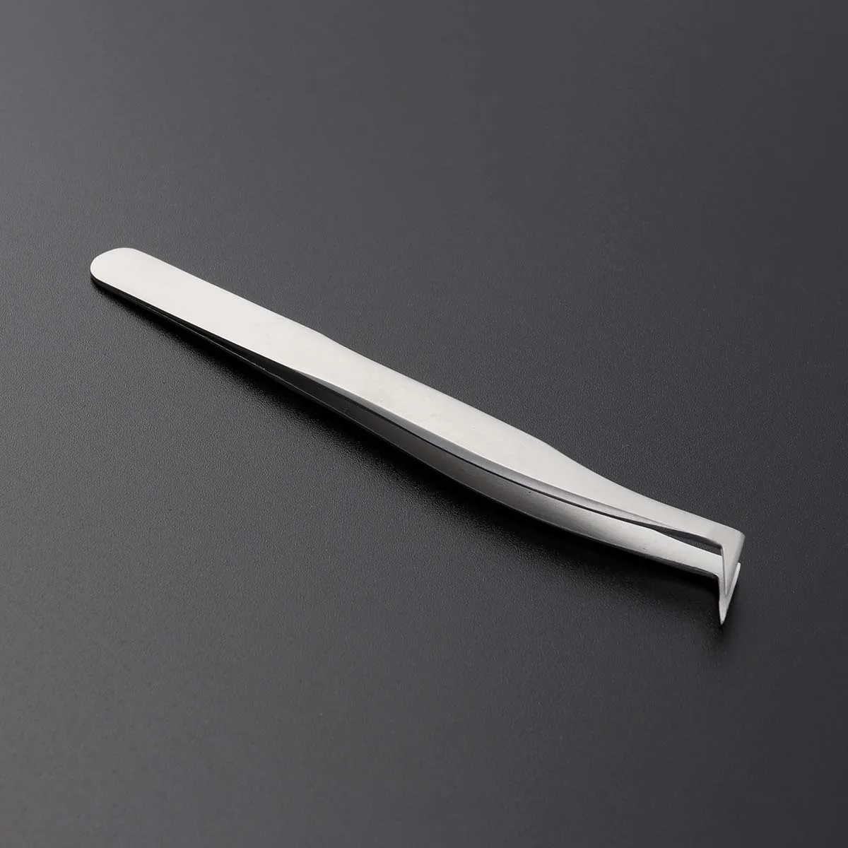 Eyelash Tweezers Stainless Steel Precision Grafting Tool For False Lashes Fine Tip 7-Shaped Clip Lightweight Dull Polish