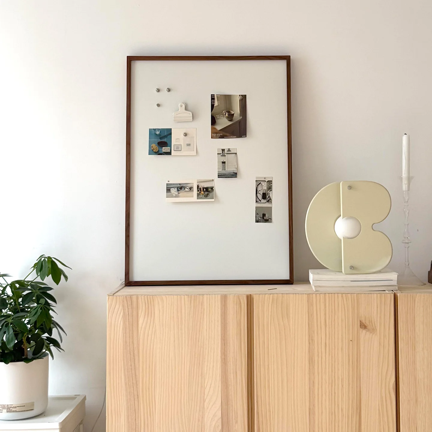 Premium Wooden Frame Stainless Steel Magnetic Bulletin Board, Minimalist White Visual Board, Large-Sized Photo & Memo Display Bo