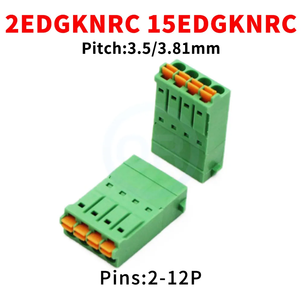 10 Pcs 3.5/3.81mm Pitch KF 2EDGKNRC 15EDGKNRC Plug-in Splice Desk PCB Terminal Block 2-12Pin