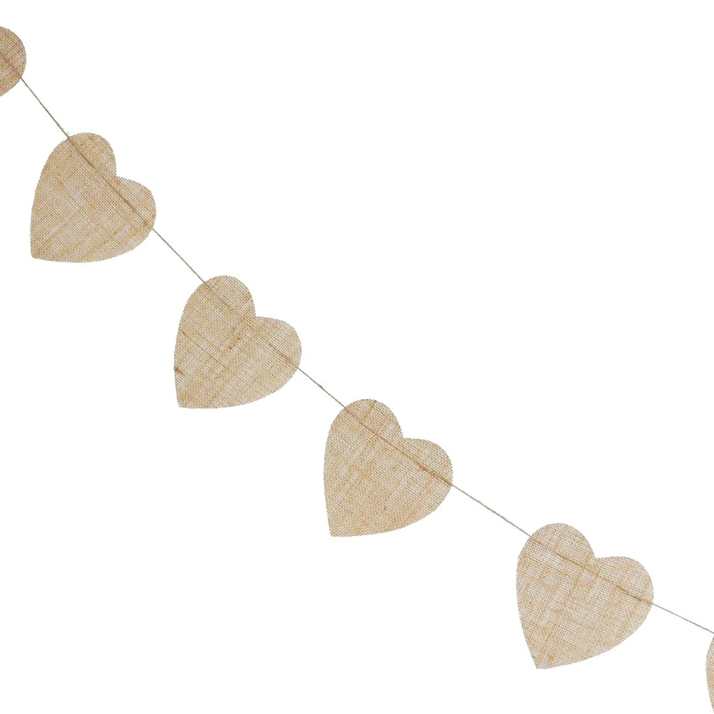 

Peach Heart Banner Linen Material Wedding Party Supplies Garland Decor DIY Banner Table Wall Tree Hallway Photo Prop