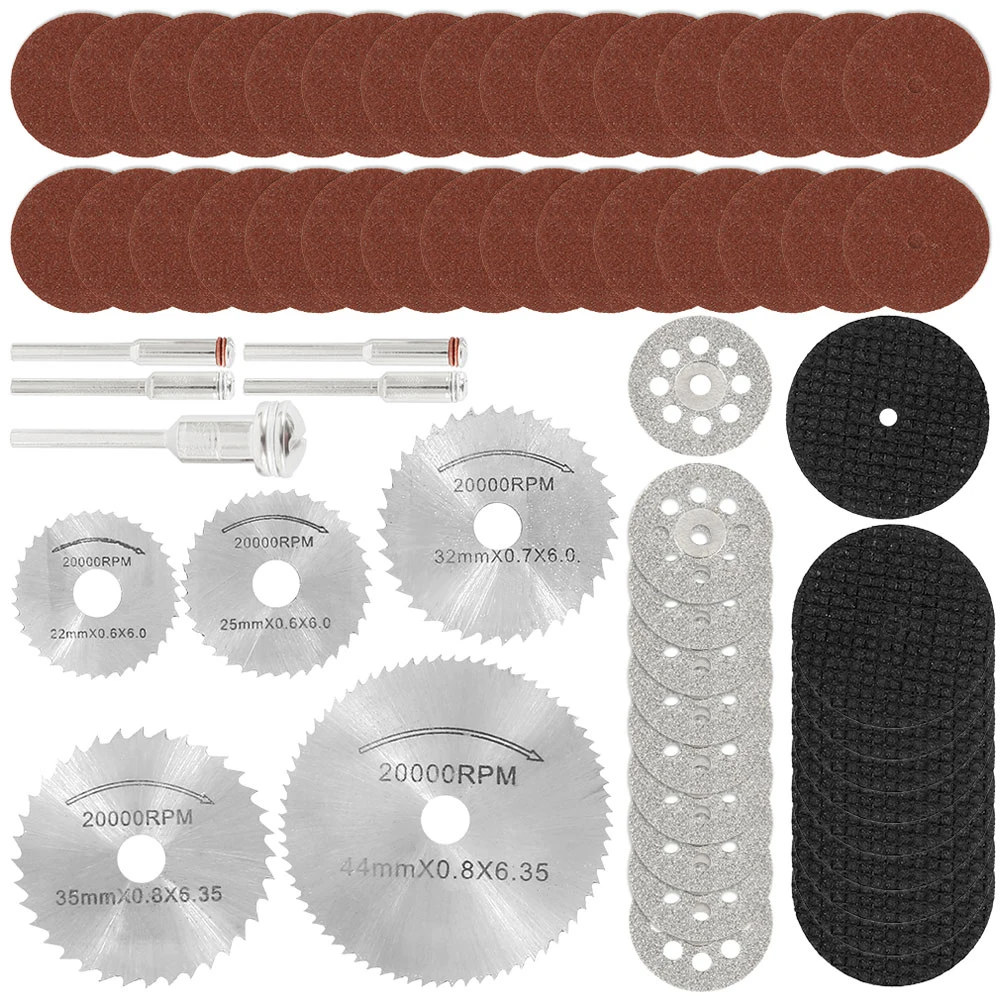 

60Pcs Mini Circular Saw Blade Set Sanding Grinding Wheel Cutting Disc for Dremel Accessories Metal Cutting Rotary Tools