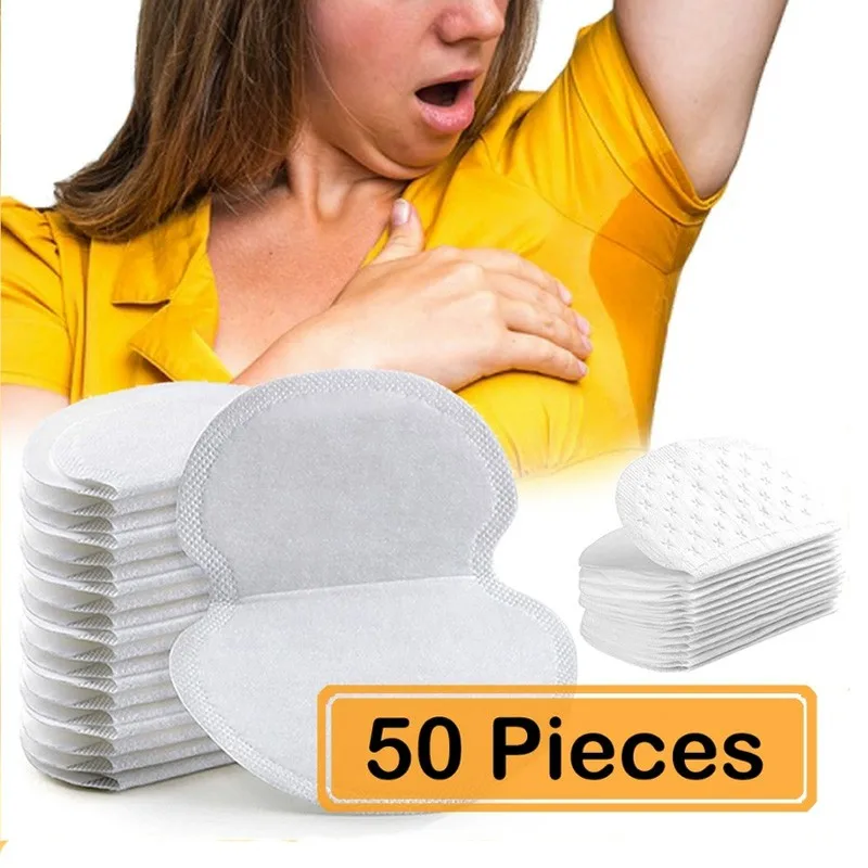 แผ่นซับเหงื่อใต้วงแขน 50 แพ็คเพื่อความสบายในชีวิตประจำวัน มองไม่เห็นเมื่อสวมใส่ แผ่นควบคุมเหงื่อที่ระบายอากาศได้