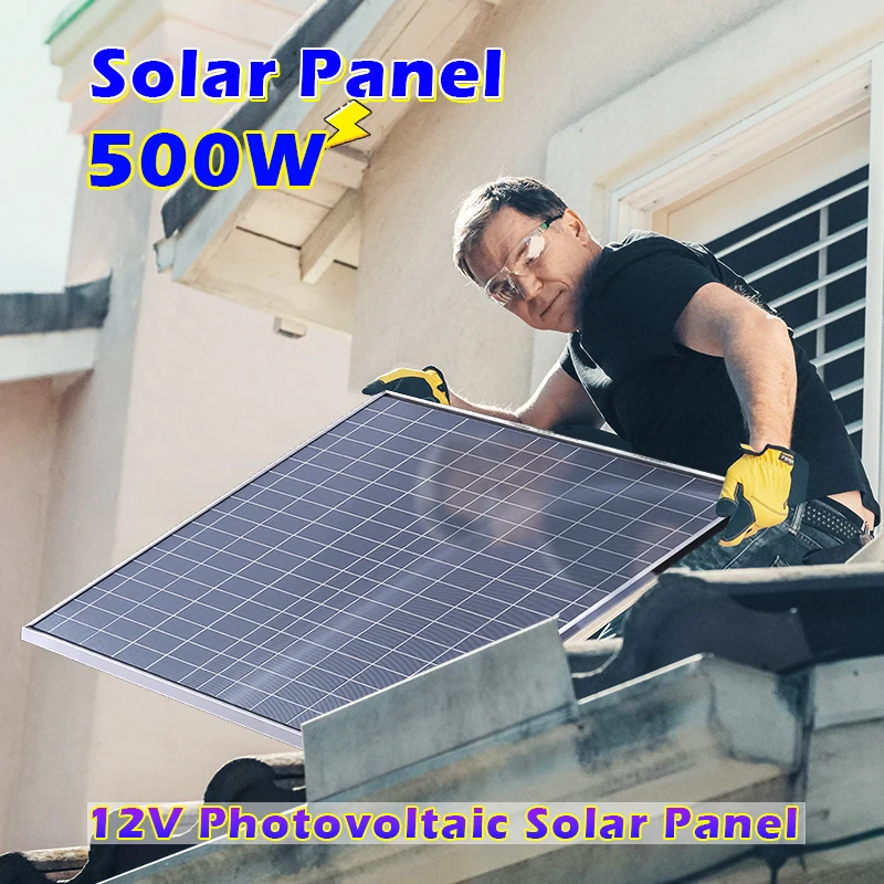 500W Solarpanel 12V Haushalts-Photovoltaiksystem mit Regler, für Camping, Fahrzeuge und Schiffe, Hocheffiziente Solarzelle