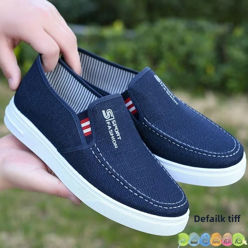 

Beijing Men's Canvas Shoes Soft Bottom Casual Style New Fall Collection Comfortable Breathable Low Cut Cotton Lined Slip-On
