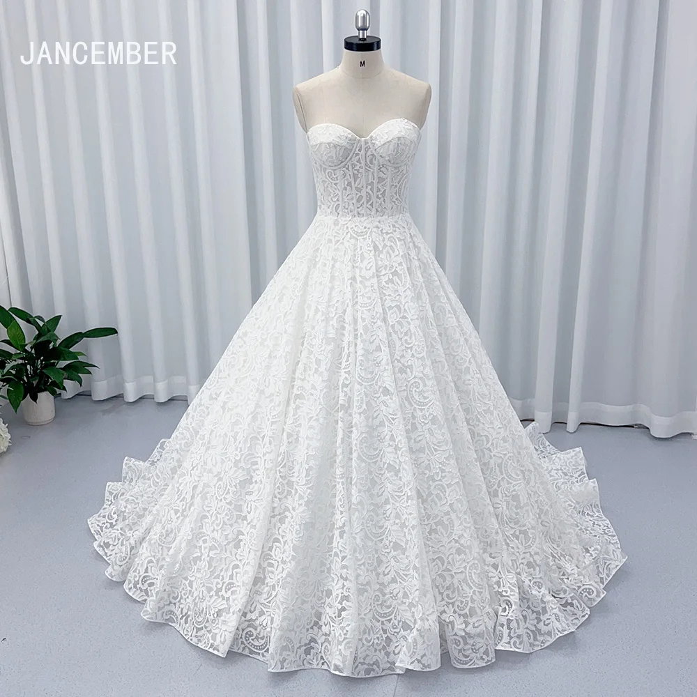 

Jancember Charming Boho Wedding Dresses Strapless Lace Ball Gown Bride Gowns Beach Simple Bridal Dress Vestidos De Novia 2024