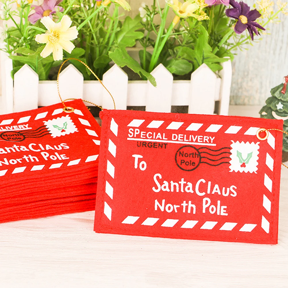 

6 Pcs Christmas Envelope Letter Santa Felt Paper Letters from Claus Small Decor Envelopes Bulk Mini Goodie Bag