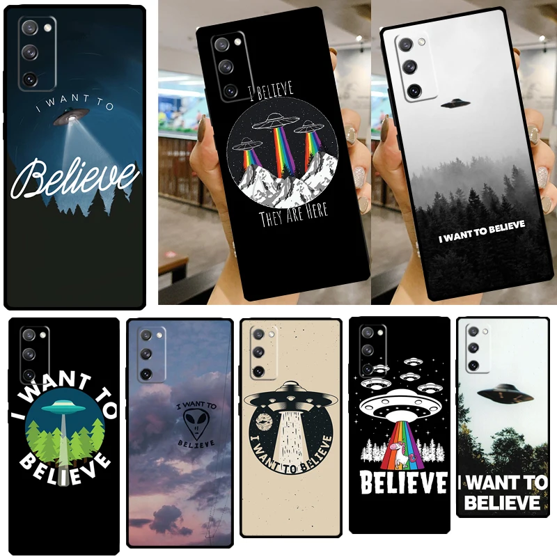 UFO I Want to Believe Silicone Case For Samsung Galaxy S8 S9 S10 S20 FE S21 Plus Note 20 Ultra S22 Ultra Cover