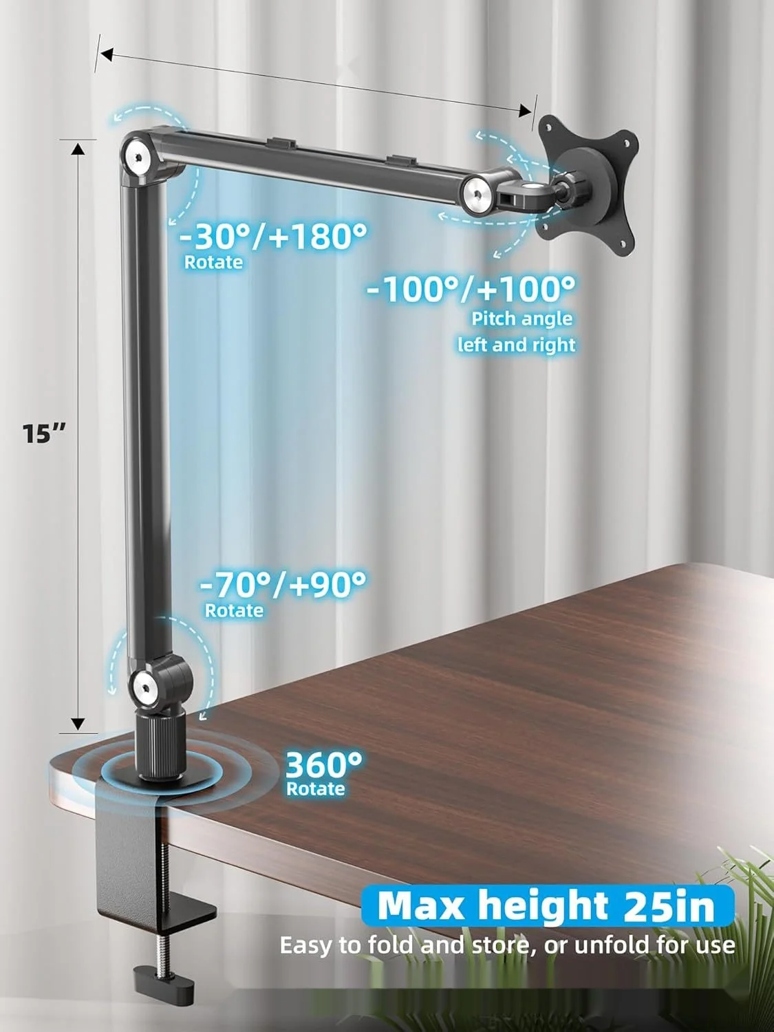 Tragbarer Monitorständer, robuste Tischhalterung für iPad 4,7-18,5 Zoll Bildschirm, Tablet, Laptop – Detail 2