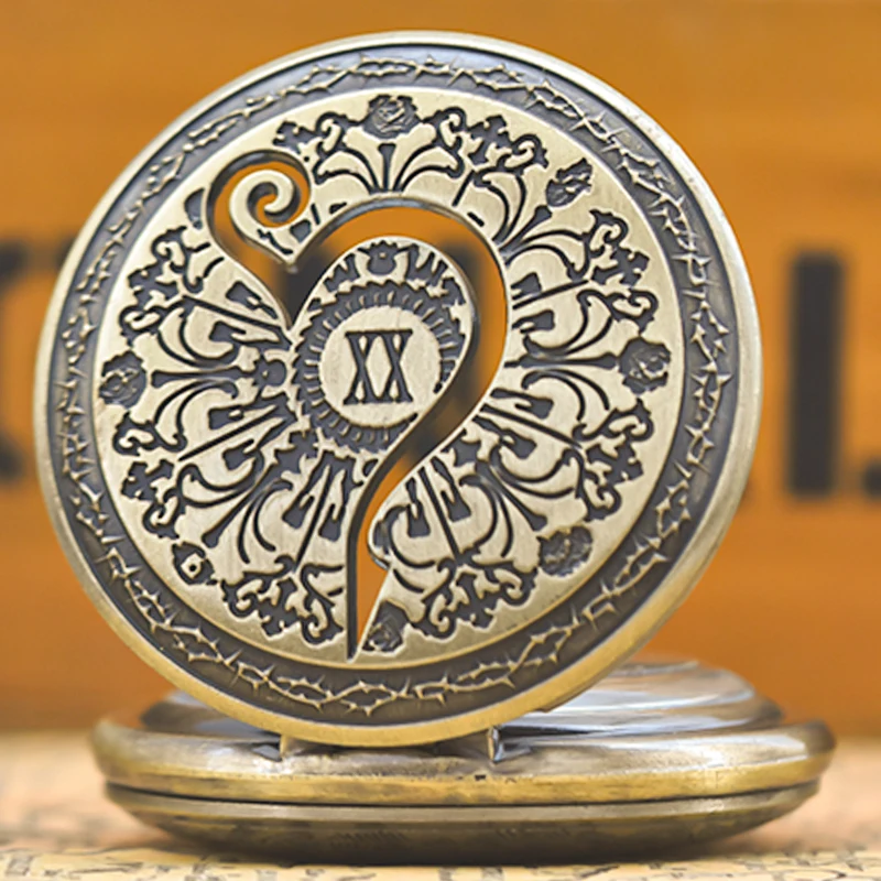 الرجعية البرونزية نمط Steampunk مزين الوجه الأعلى الذكور والإناث طالب هدية الكوارتز قلادة ساعة الجيب التذكارية