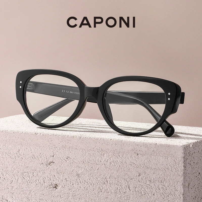 

CAPONI Acetate Frame Glasses For Women Trendy Cat Eye Style Brand New Eyeglasses Blue Light Blocking Computer Glasses JF7563