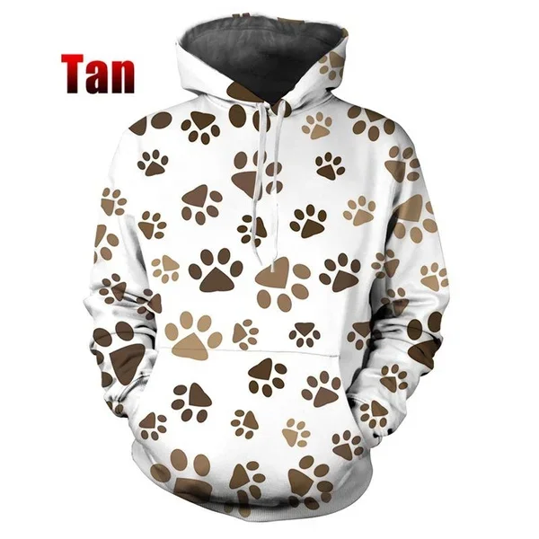 2023 New Women Men Creative Personality Hooded Sweatshirt Fashion Funny Dog Footprint Hoodie Casual Long Sleeve Pullover Tops