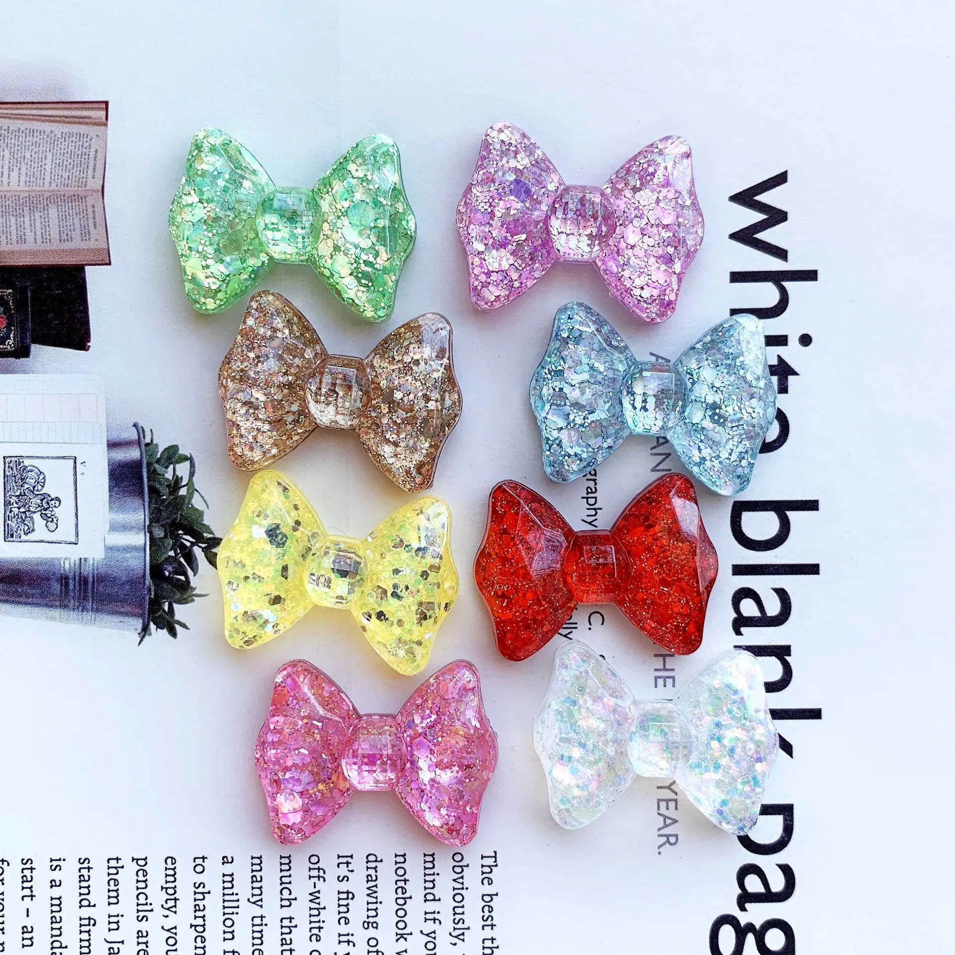 Q98 Jewelry Headwear Accessories Thickened Bright Pink Butterfly Knot Hair Accessories Cell Phone Chain Electroplating Acrylic