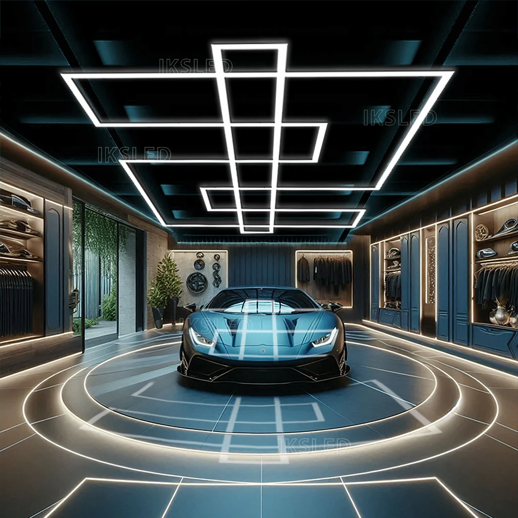 Car Lighting Hexagon Honeycomb  Led Barbershop Workshop Gym Ceiling Light Garage Light Tube Lighting For Auto Car customized.
