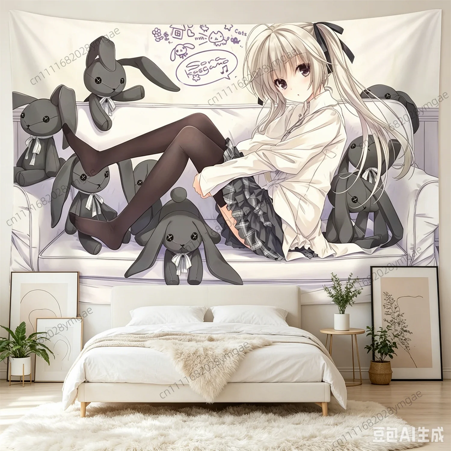 Aesthetic Anime Sora Bunny Girl Wall Tapestry Cute Flag Bedroom Cartoon Teen Tapestries Party Background Cloth Kawaii Home Decor