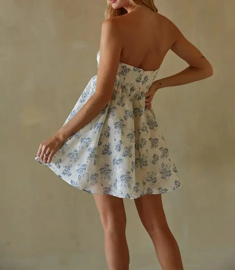 ใหม่แฟชั่นสตรีฤดูร้อนดอกไม้ Bandeau ชุดแขนกุดปิดไหล่หลวมด้านบนชุด Streetwear S M L