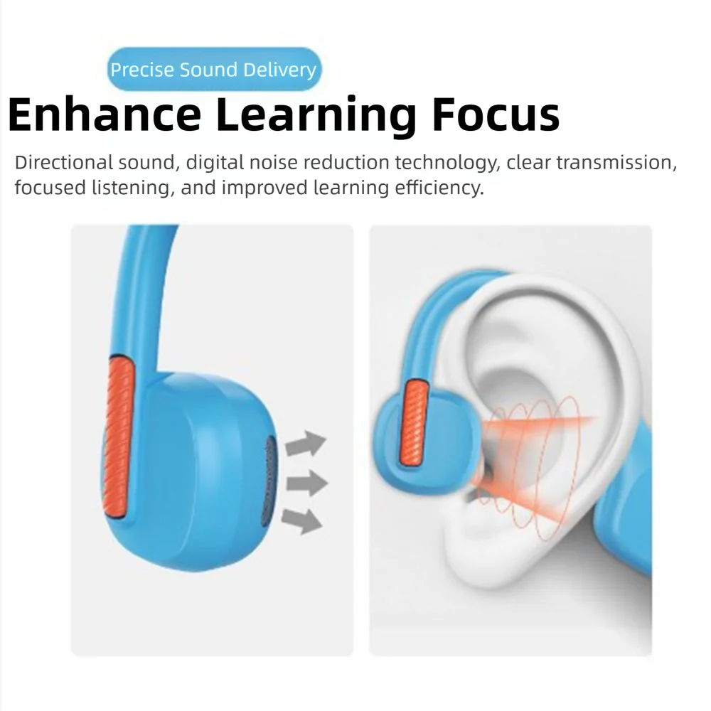 

Детские Bluetooth-наушники с громкой связью, Bluetooth 5,3, встроенные наушники с костной проводимостью 8 ГБ, регулируемые, IPX5, водонепроницаемые