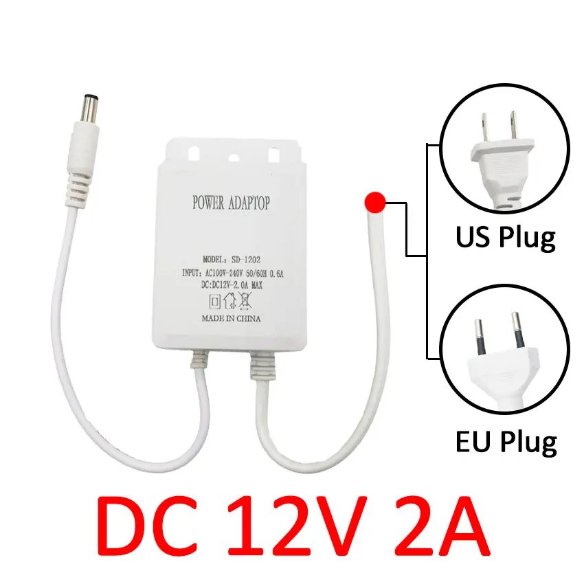 Power Adapter US/EU Outdoor Waterproof AC 100-240V Input DC 12V Volt Output Supply Charger Europe Universal Adapter Converter