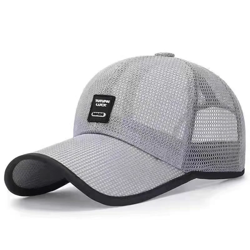 Summer Women Men Mesh Baseball Cap Solid Snapback Label Stick Sunhat Outdoor Breathable Hip Hop Baseball Hats Casquette