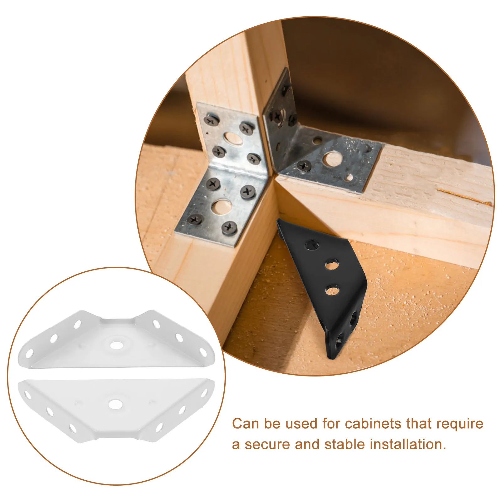 

20Pcs Stainless Steel Corner Brackets Heavy Duty Cabinet Triangle Angle Bracket for Shelves Wardrobes Furniture Support