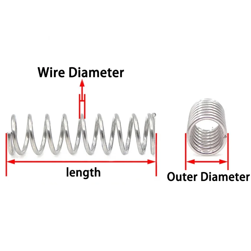 10 قطعة سلك الربيع ضغط ضياء 0.9 مللي متر الربيع الصلب مايكرو ضغط صغير الربيع القطر الخارجي 5 مللي متر ~ 20 مللي متر طول 10 مللي متر ~ 45 مللي متر #2