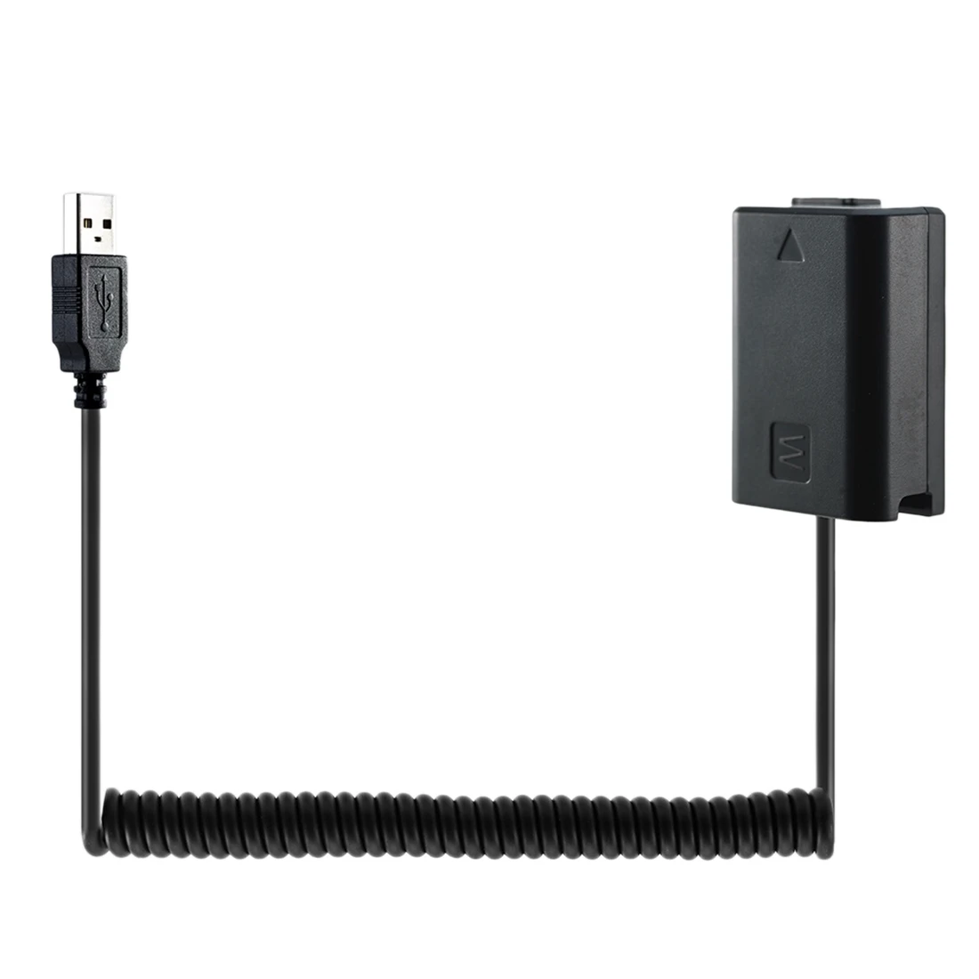 Cable de carga USB para NP-FW50, Cable de resorte de batería ficticia para Sony A7, A7R, A7S, A7M, A7II, A7S2, A7M2, A7R2, A6500, A6300, acoplador de CC