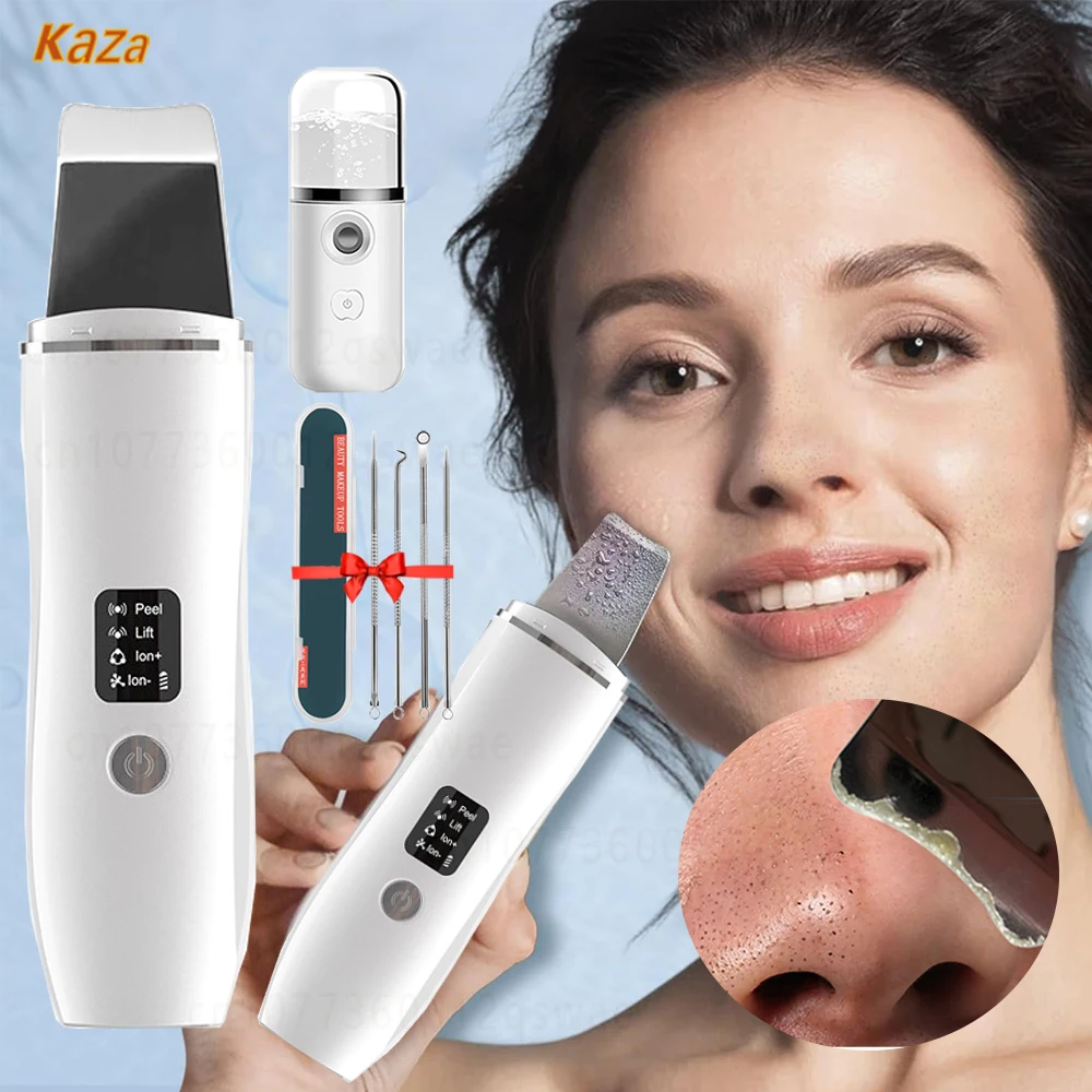 

Ultrasonic Skin Scrubber Vibration Face Spatula Blackhead Remover Shovel Pore Clean Cavitation Peeling Ultrasonic Cleaner