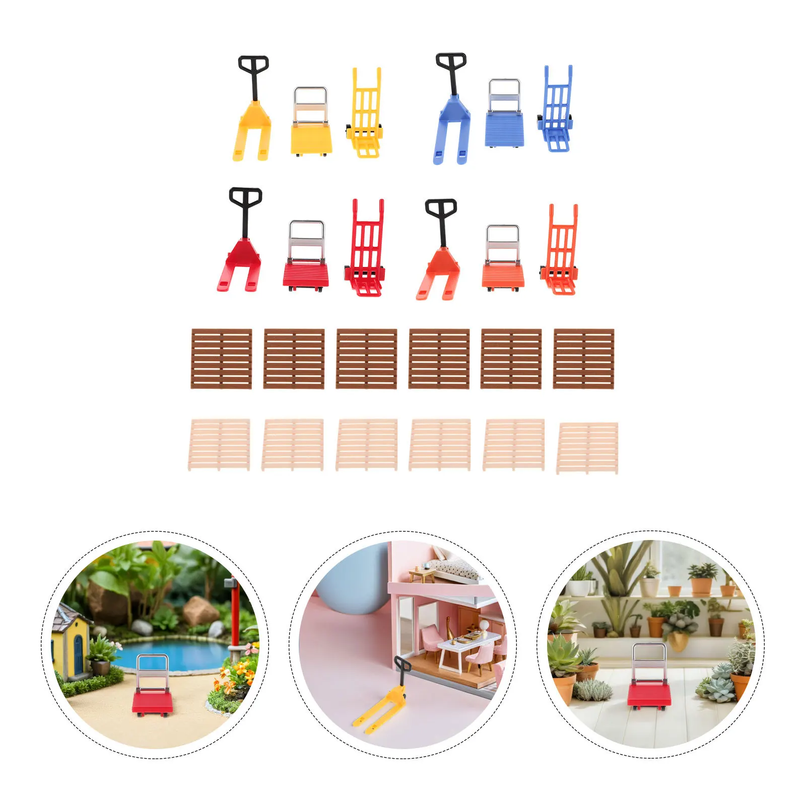 

Realistic 1:16 Scale Mini Push Cart Fine Carving Details Excellent for Diorama Projects Office Desk Ornament Unique Gift Idea