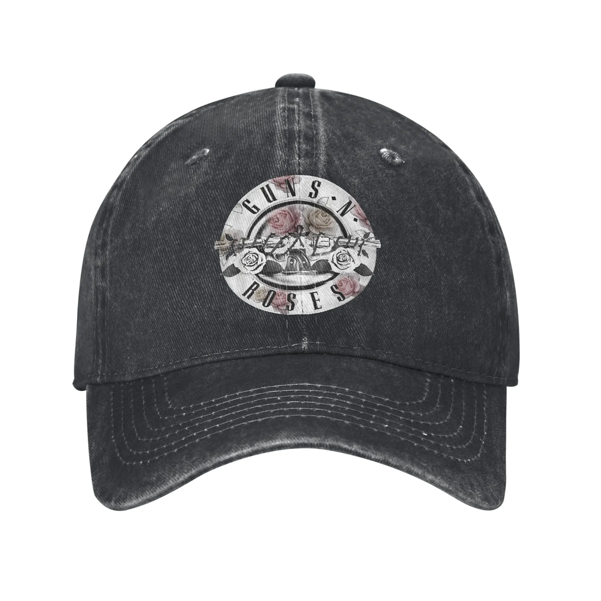 Vintage Guns N Roses Floral Bullet Baseball Cap Unisex Style Distressed Washed Sun Cap  Outdoor Running Golf Adjustable Hats Cap