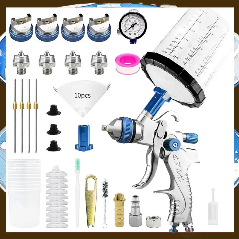 

HVLP Gravity-Fed Air Spray-Gun With 1.4/1.7/2.0/2.5 Mm Nozzles And 650 Cc Mixing Cups, Automotive Paint Sprayer-TFBC