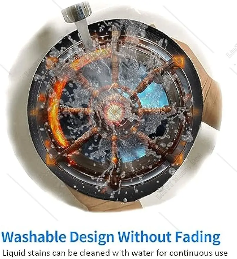 Yin Yang Shield Round Mouse Pad Cute Small Gaming Mouse Pad Non-Slip Rubber Base Sewing Edge Suitable for Office Home 7.9 Inch