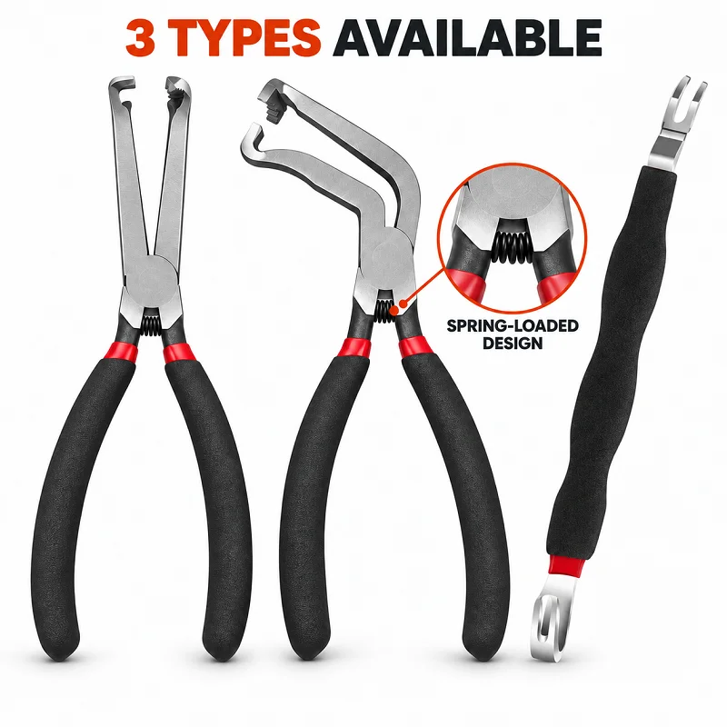 3Pcs Automotive Electrical Connector Disconnect Pliers Set Spring Loaded Angled Straight Wire Plug Sensor Clip Removal Pry Tools