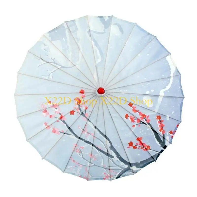 X22D Elegant Orientals Parasols with Bambooes Frame Oiled Paper Umbrellas for Weddings and Cosplay