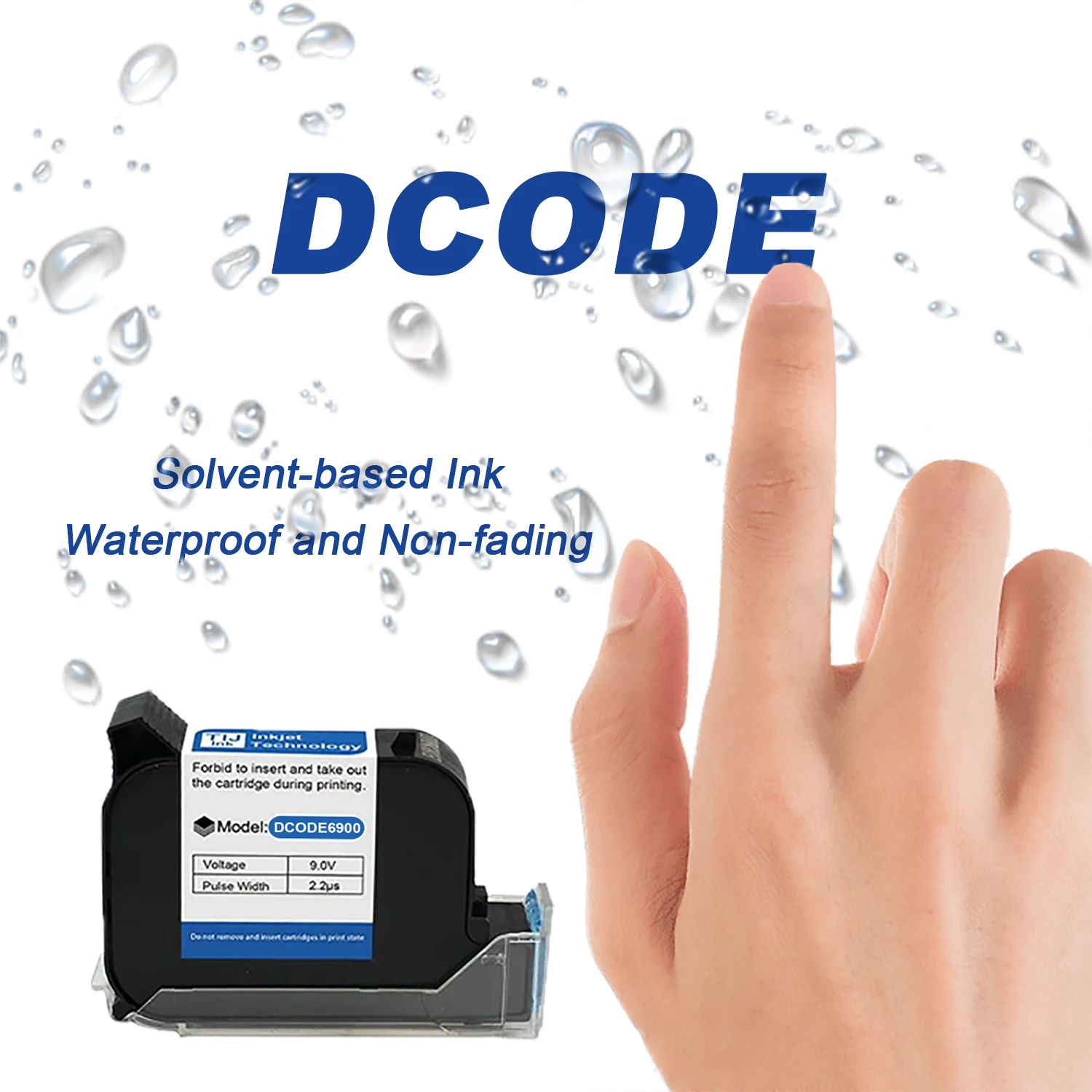 DCODE 6900 12.7mm Economy High Quality TIJ Online Handheld Inkjet Printer Cartridge Fast Drying Water-proof Solvent Black Ink